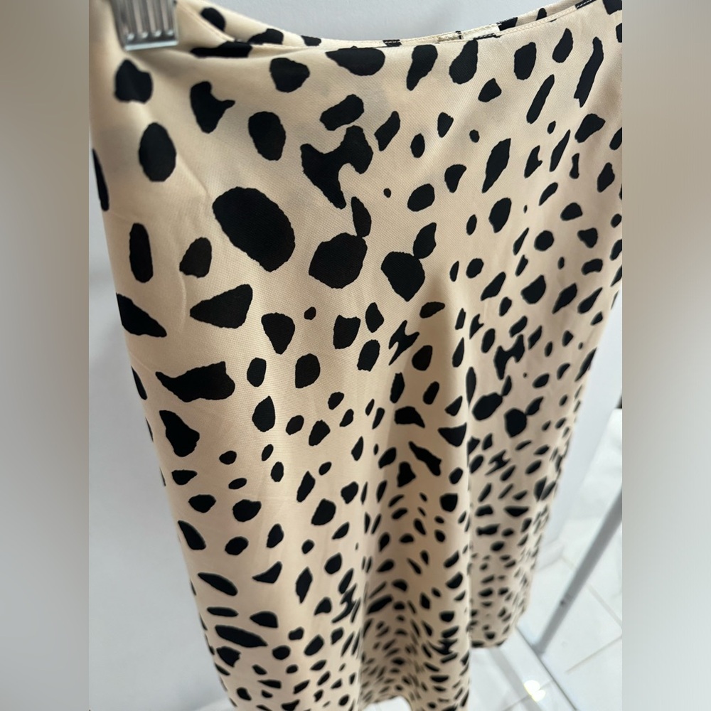 Japna Tan Cheetah Print Midi A-Line Skirt - Picture 3 of 4